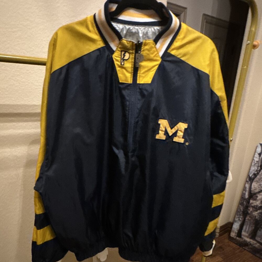 VTG 90s Michigan Wolverines Pro Player Reversible 1/2 Zip Jacket Men’s L 25x29